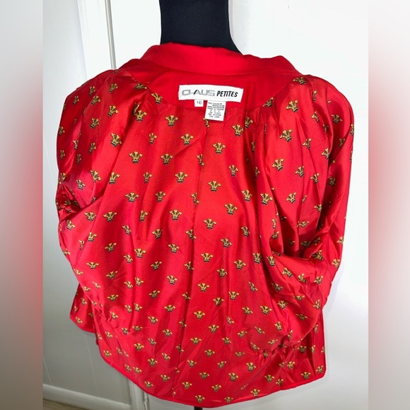 VINTAGE Red Women's Jacket with Cinched Waist and Buttons - Picture 13 of 14